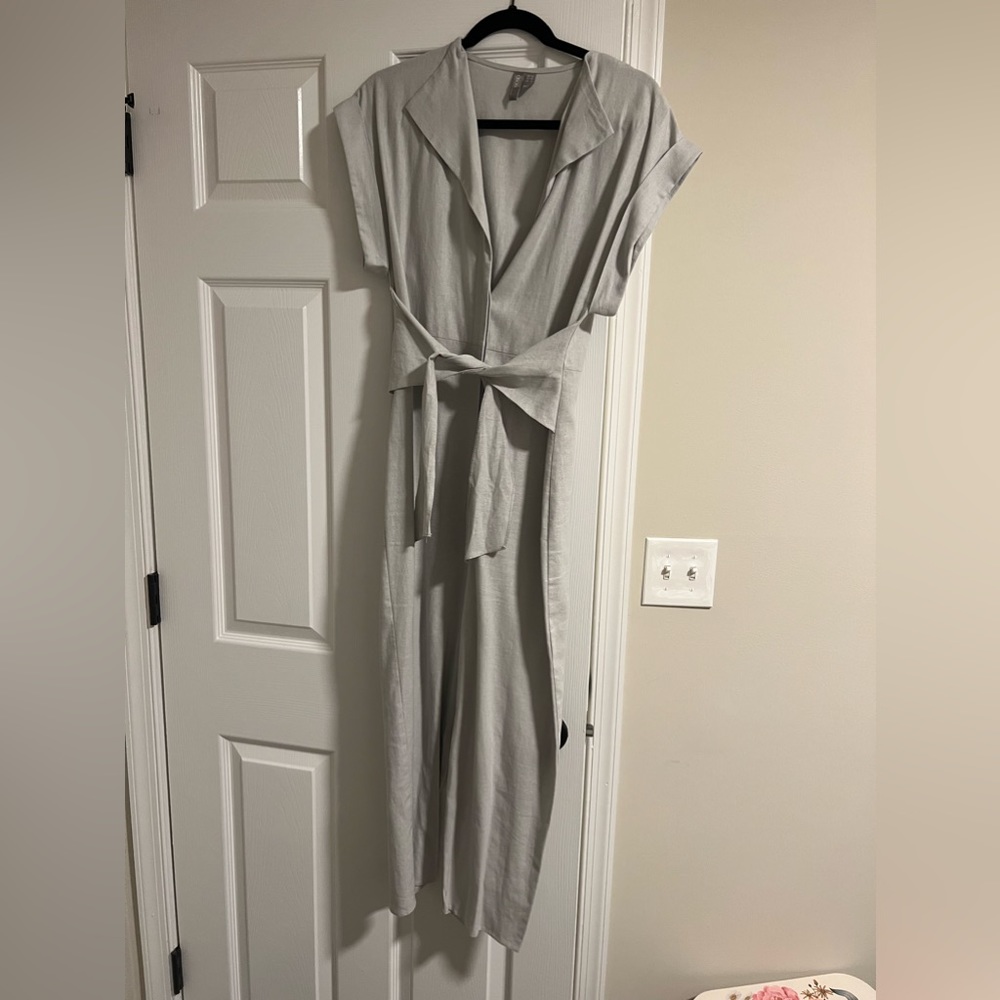 Grey linen jumpsuit